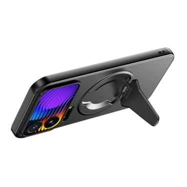 Imagem de HAOMRIYL Capa magnética para Xiaomi 17 Pro Max/17 Pro/17, capa de suporte oculta, proteção para câmera, fina, rígida, antiarranhões, capa de PC, preta, 17