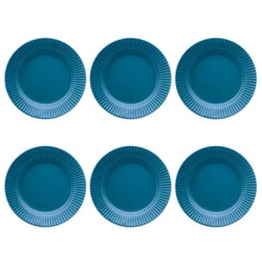 Imagem de Jogo de 6 Pratos Rasos 24 Cm Canelé Azul