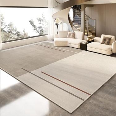 Imagem de Tapete para sala de estar, simples, sem lavagem, lavável, sofá de quarto, tapete de veludo cristal, decoração para casa (160 x 230 cm (5,3 x 7,6 pés/SJR-007))