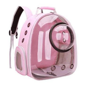Imagem de Mochila Bolsa para Pet Transparente Visão Panorâmica para Gato Ou Cachorro Para Passeios Ao Parque Ou Visitas Ao Veterinário Bolsa De Transporte Para Gatos Confortável E Leve (WG891 Rosa)