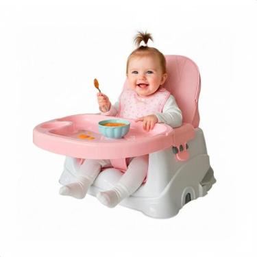 Imagem de Cadeira De Alimentação Bebê Portátil Assento Ajustável Baby Liso Rosa 
