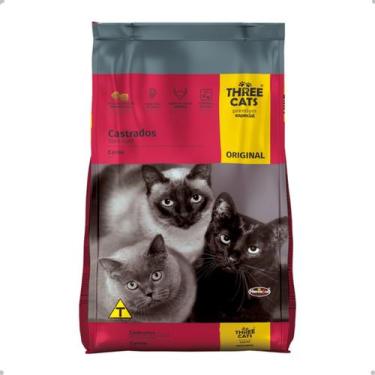 Imagem de Ração Three Cats Original Carne para Gatos Castrados - Thee Cats, 15kg