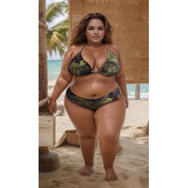 Imagem de Biquini Plus Size CORTINÃO calcinha ASA DELTA bojo removível tamanho g