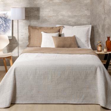 Imagem de Kit Colcha 5 Peças Queen Jacquard Dual 60% Algodão 40% Poliéster - Bege