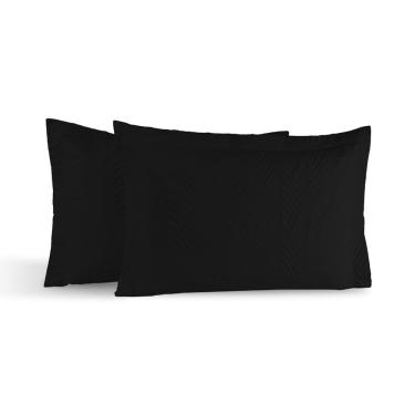 Imagem de Kit 02 Portas Travesseiros Percal 180 Fios Silver 60% Algodão 40% Poliéster - Preto