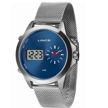 Imagem de Relógio Masculino Lince Anadigi Prata E Azul