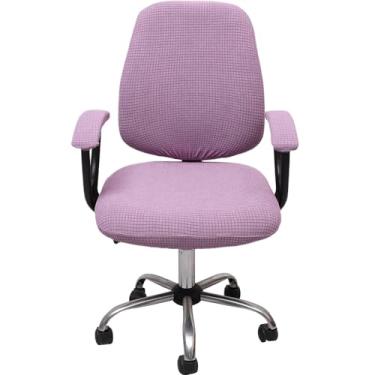 Imagem de Melaluxe Capa para cadeira de escritório com capas de apoio de braço, capa de cadeira de mesa elástica universal, capas de cadeira de computador - roxa