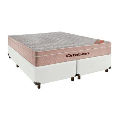 Imagem de Cama Box Branco e Colchão Airtech Molas Ensacadas Queen Ortobom