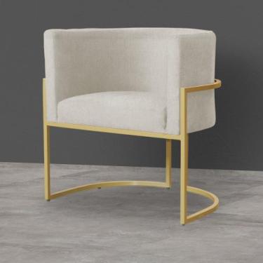 Imagem de Poltrona Decorativa Luna Base Dourada - Straso, Suede Bege