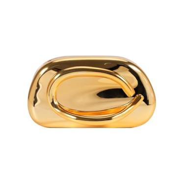 Imagem de Chageempb Bolsa clutch cromada brilhante para mulheres, bolsa de festa à noite, acabamento espelhado, bolsa de mão brilhante para casamento, Dourado
