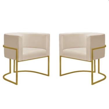 Imagem de Kit 2 Poltronas Decorativa Recepção Luna Base Dourada - Straso, Suede 
