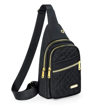 Imagem de Mochila tiracolo pequena, bolsa tiracolo, bolsa de peito, pochete para atividades ao ar livre, caminhadas, viagens, Preto, 287.3 cubic inches, Transversal