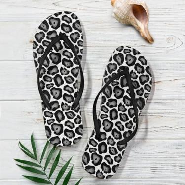 Imagem de Chinelos femininos finos de borracha para banho de praia sandálias básicas, Leopardo preto 1, 7-8