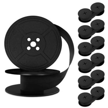 Imagem de Pacote com 6 fitas de máquina de escrever universais - Conjunto de substituição de tinta preta de bobina dupla - Compatível com a maioria das máquinas de escrever manuais e elétricas