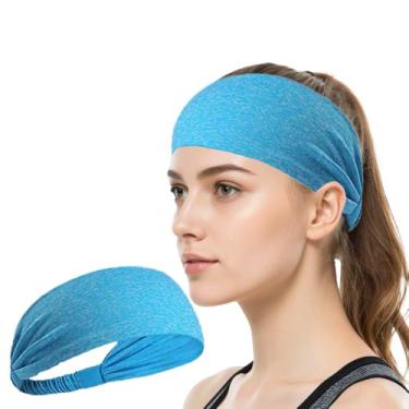 Imagem de Bandanas largas para mulheres antiderrapantes com nó torcido, turbantes para acessórios de cabelo esportivos