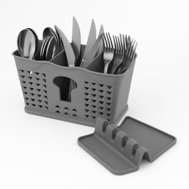 Imagem de Escorredor porta talheres +suporte de silicone para conchas colhers grande– pia organizada, Praticidade e Elegância para Sua Cozinha.