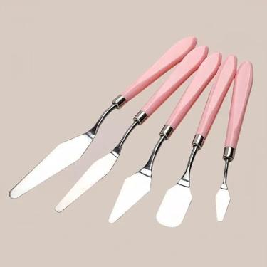 Imagem de Conjunto de 5 facas de pintura de artista, ferramenta de paleta de espátula de aço inoxidável, acessórios de pintura a óleo, conjunto de mistura de cores para pintura acrílica em tela a óleo