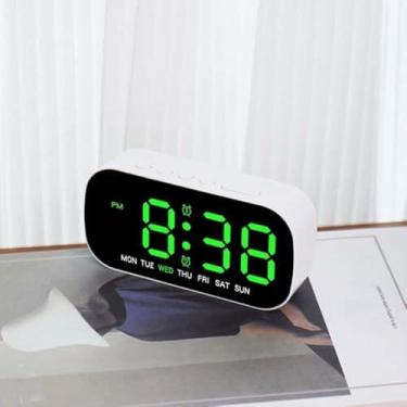 Imagem de 12/24h horário multifuncional calendário eletrônico relógio de parede digital LED exibição relógio de mesa montado na parede (verde)