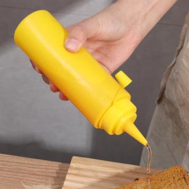 Imagem de Garrafas de plástico para espremer garrafas multiuso para ketchup, condimentos, molho de churrasco, molho, churrasco, artesanato e muito mais (amarelo, 240 ml)