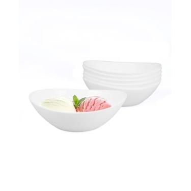 Imagem de LaGlint Conjunto de 6 tigelas de 350 ml, ovais de vidro opala de 15 cm, pequenas tigelas de sorvete para lanche de café da manhã, sobremesa, acompanhamentos, cozinha de frutas, seguro para micro-ondas