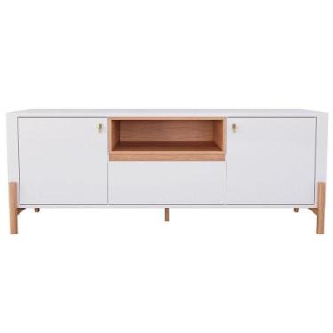 Imagem de Rack Bancada Para Tv De Até 70 2 Portas 1 Gaveta Gleyce Off White/jequ