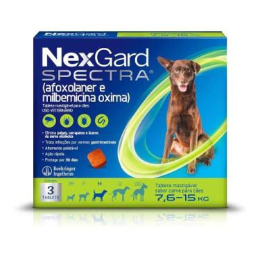 Imagem de NexGard Spectra Antipulgas e Vermífugo Cães 7,6 kg a 15 kg M - 3 Table