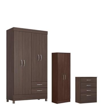 Imagem de Guarda Roupa Solteiro Astro Com Multiuso Golden Com Comôda Astral Café - Demóbile