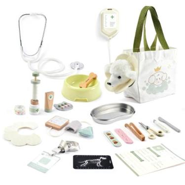 Imagem de Conjunto de brinquedos veterinários de madeira Pithfor com mais de 20 