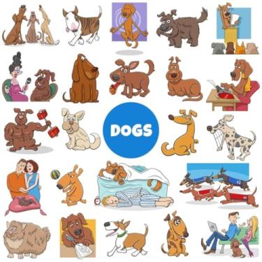Imagem de Adesivos de Animais Kawaii Para Quarto Infantil e Cadernos - Conjunto Divertido com Cães e Personagens Cartoon 30x30cm