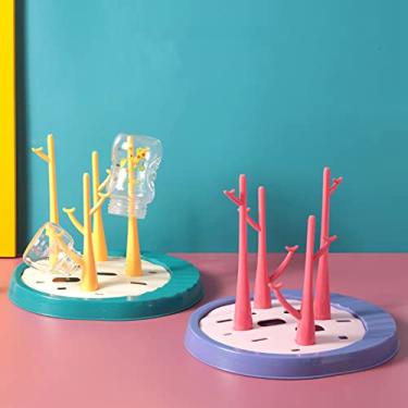 Imagem de Generic Rack de Secagem de Mamadeiras PP, Escorredor de Garrafas de Grande Capacidade, Economizador de Espaço para Quarto de bebê (Rosa Roxo)