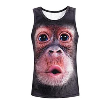 Imagem de Camiseta regata ZUEVI masculina casual impressa em 3D sem mangas