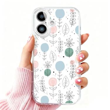 Imagem de DSJIFGEW Design de capa transparente padrão para iPhone 16 Plus | Antiamarelamento, parte traseira rígida, proteção contra quedas de nível militar, suporta carregamento sem fio