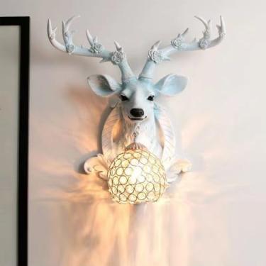Imagem de Luminária de parede LED estilo veado, contemporânea, para sala de estar, quarto, escritório, casa de campo, hotel, quarto infantil, corredor, decoração artística (Estilo 46)