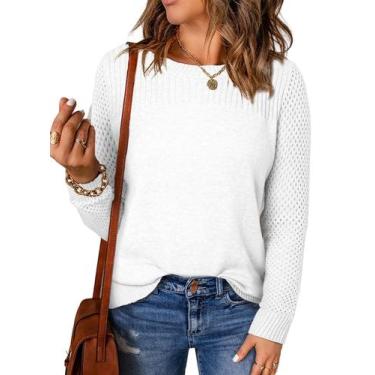 Imagem de Suéter EVALESS 2024 Fashion Trend Feminino com gola redonda branca S