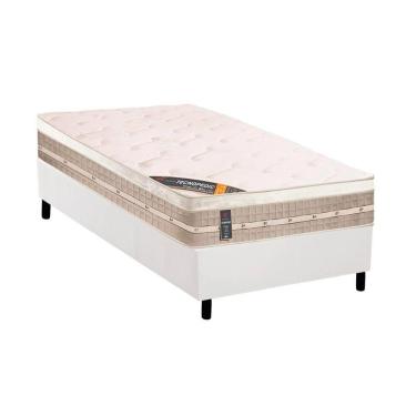 Imagem de Cama Box Solteiro: Colchão Molas Bonnel Castor Tecnopedic Premium + Base Crc Suede White(88x188)