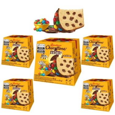 Imagem de KIT 5 Caixas Chocottone Mini Bauducco Sabor M&M's 80g
