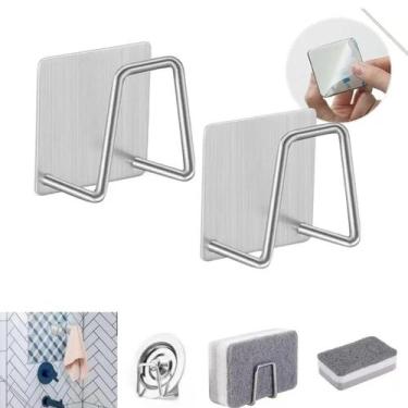 Imagem de 10 Suportes Adesivo Esponja Bucha Pia Aço Inox Louça Cozinha - Saz