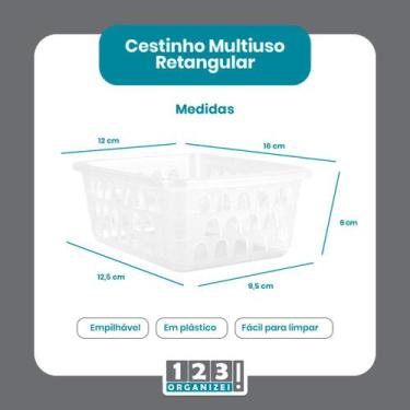 Imagem de Cesto Multiuso Organizador Pequeno 16x12x6Cm Transparente - 123 Organi
