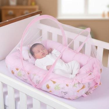 Imagem de Ninho Redutor De Berço Safari com Mosquiteiro 04 Peças - Amora Amor En