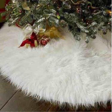 Imagem de Saia P/ Arvore De Natal Pelúcia Pelo Alto 7cm Branco 90cm - S DECOR