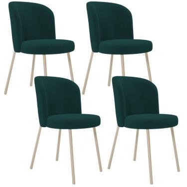 Imagem de Kit 04 Cadeiras Para Sala De Jantar Cozinha Estofada Gavi Arena L02 Bouclê Verde - Lyam Decor