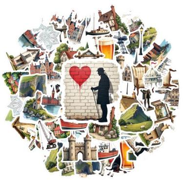 Imagem de 35 adesivos de arquitetura, natureza, viagem, viagem, adesivos, históricos, para celular, laptop, scrapbook, bicicleta, laptop, bagagem, álbum de recortes, diário, adesivo