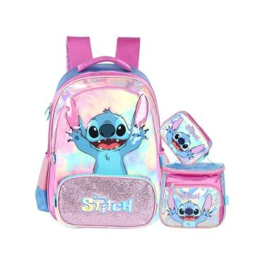Imagem de Kit Lilo Stitch Mochila Costas + Lancheira + Estojo Box Luxo