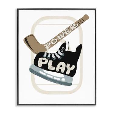 Imagem de Stupell Industries Arte giclée emoldurada cinza Power Play Hockey por Connie Summers, 50 x 40 cm