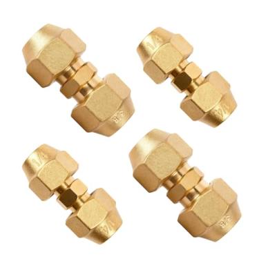 Imagem de Wostore Pacote com 4 conectores de junta de extensão de tubo de cobre, adaptadores de acoplamento de tubo CA de 1/10.2 cm e 3/20.3 cm com porcas de alargamento HVAC, acessórios de cobre de solda livre