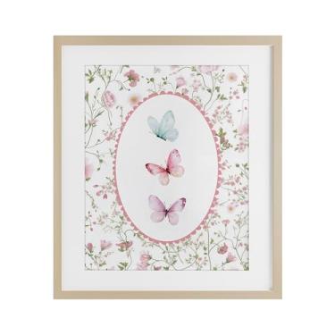 Imagem de Stupell Industries Impressão emoldurada de flores delicadas e bétula borboleta sob vidro, design de Christine Simpson Art, 40,6 x 33,5 cm