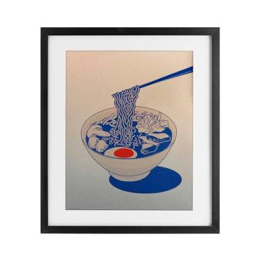 Imagem de Stupell Industries Tigela de macarrão ramen degradê preta emoldurada sob vidro, design por Seven Trees Design, 53 x 43 cm
