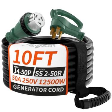 Imagem de PlugSaf Cabo De Gerador 50 A, Extensão Para Trailer 3 Metros Com Trava Giratória, A 4 Pinos, Nema 14-50P Ss2-50R, Fio Alta Resistência 6/3+8/1 Awg Stw E Casa