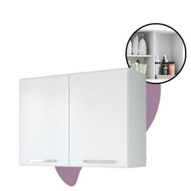 Imagem de Armário Aéreo Multiuso Suspenso Lavanderia Prateleira 80cm Módulo Prat