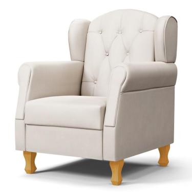 Imagem de Poltrona De Amamentação Com Pés De Madeira Letícia Suede Bege - Phoenix